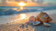 seashells on the beach. generative ai 