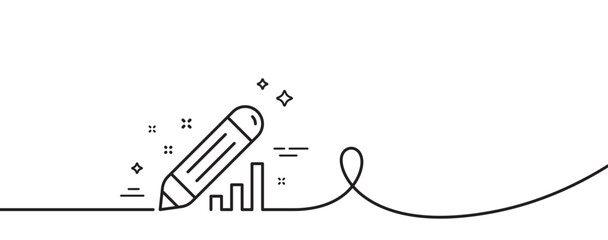 Poster - edit statistics line icon. continuous one line with curl. pencil chart sign. seo management symbol. 
