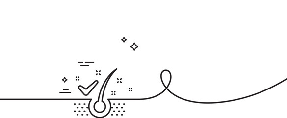 Poster - anti-dandruff flakes line icon. continuous one line with curl. dandruff shampoo sign. clean hair sym