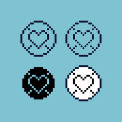Poster - Pixel art outline sets icon of locked heart  variation color. heart icon on pixelated style. 8bits perfect for game asset or design asset element for your game design. Simple pixel art icon asset.