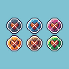 Leinwandbilder - pixel art sets icon of locked heart variation color. heart symbol icon on pixelated style. 8bits per