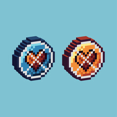 Poster - Isometric Pixel art 3d of sign heart icon for items asset. heart symbol icon on pixelated style.8bits perfect for game asset or design asset element for your game design asset.