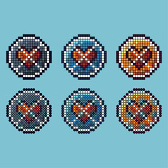 Fototapete - Pixel art stroke sets icon of locked heart  variation color. heart icon on pixelated style. 8bits perfect for game asset or design asset element for your game design. Simple pixel art icon asset.