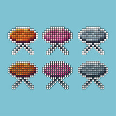 Poster - Pixel art stroke sets icon of table variation color.table icon on pixelated style. 8bits perfect for game asset or design asset element for your game design. Simple pixel art icon asset.