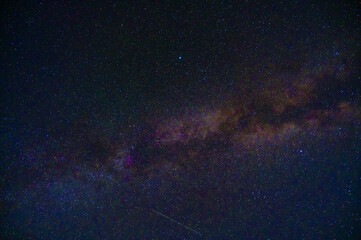 Wall Mural - night starry sky with bright stars, milky way and galaxies