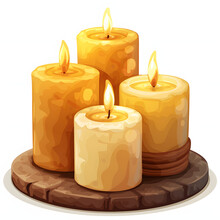 Artisanal Candles Isolated On White Background, Cartoon Style, Png
