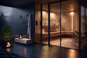 Wall Mural -  A contemporary sauna room