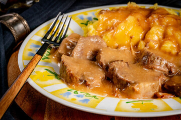 Canvas Print - Stewed pork tongues in mustard gravy.