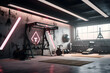 A home gym featuring a mix of high tech exercise machines