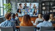 © Adobe Contributor - Group of multiethnic business people sitting in the office and having a video conference with their international partners
