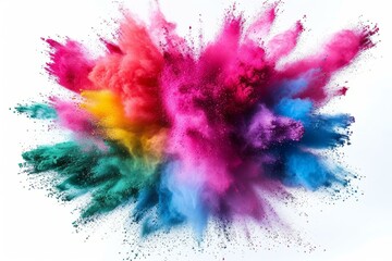 Wall Mural - Multicolor powder explosion on white background