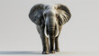 A captivating 3D rendition of an elephant, radiating gentleness and wisdom, set against a serene soft gray backdrop.