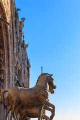 Wall Mural - Horses of Saint Mark, also known as the Triumphal Quadriga or Horses of the Hippodrome of Constantinople, in Venice, Italy