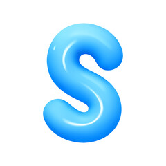 Poster - letter S. letter sign blue color. Realistic 3d design in cartoon balloon style. Isolated on white background. vector illustration
