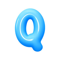 Poster - letter Q. letter sign blue color. Realistic 3d design in cartoon balloon style. Isolated on white background. vector illustration
