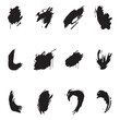 Brush stroke paint set black on a white abstract background, vector illustration.