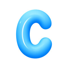 Poster - letter C. letter sign blue color. Realistic 3d design in cartoon balloon style. Isolated on white background. vector illustration