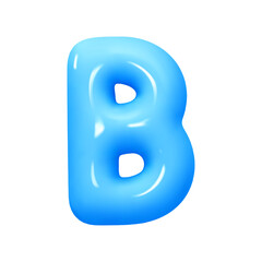 Poster - letter B. letter sign blue color. Realistic 3d design in cartoon balloon style. Isolated on white background. vector illustration