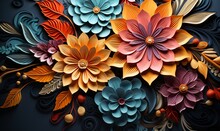Colorful Spring Flower Papercut Background