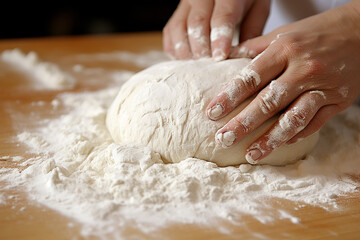 Woman doing dough ,hands and dough close-up