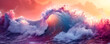 psychedelic wave in the stormy ocean in the sunset
