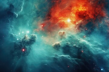 Wall Mural - Interstellar Dreamscape: A Mesmerizing Nebula's Dance Among Celestial Bodies - Generative AI