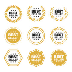 best seller icon badge set vector illustration. bestseller logo label tag design template for top sa