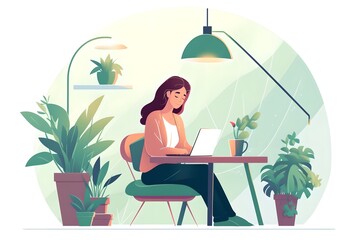 Poster - Student doing homework on laptop