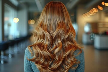 Canvas Print - close-up of loose long hair with soft curls, back view