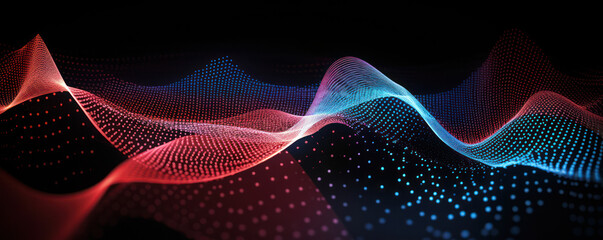Poster - Abstract Futuristic Digital Wave: A Vibrant Network of Light and Sound in CyberSpace