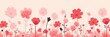 cute cartoon flower border on a light pink background, vector, clean