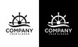 Creative steering wheel captain boat ship yacht compass transport logo design