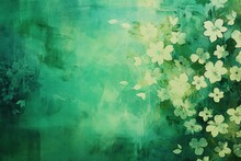 Emerald Abstract Floral Background With Natural Grunge Textures