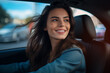 © luismolinero - Young pretty brunette girl  inside a car