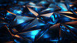 Abstract background a wall with glass in triangle diamonds and blue light.