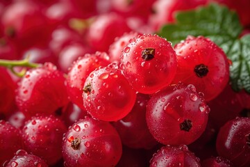 Canvas Print - berry background red currants in bunches