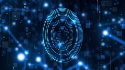 Digital Futuristic Technology Background with Coding Elements and Vibrant Blue Glow.