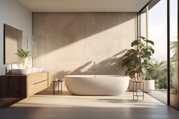 Wall Mural - bathroom with a minimalist bathtub