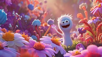 Poster - Fantasy alien in the flower garden