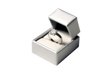 Beautiful ring box isolated on transparent background for  wedding luxury style.