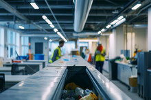 Vibrant Photo Capturing A Garbage Chute In A Bustling Office Environment, Surrounded By Employees Engaged In Sustainable Waste Disposal Practices, Highlighting Workplace Responsibi