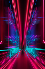 Wall Mural - abstract neon background, movement, rays.