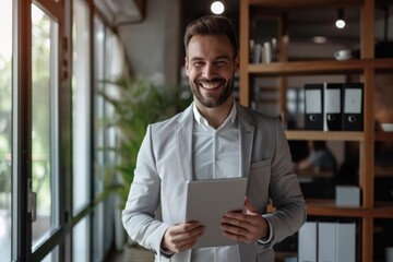 businessman with tablet computer