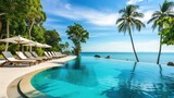 Fototapeta  - swimming pool on the beach with beautiful views