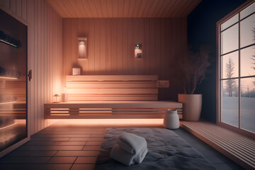 Wall Mural - warm sauna spa room