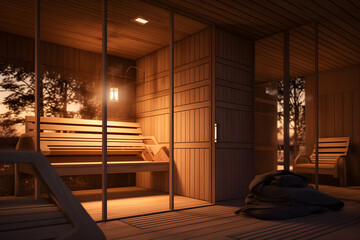 Wall Mural - warm sauna spa room