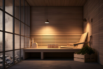 Wall Mural - warm sauna spa room