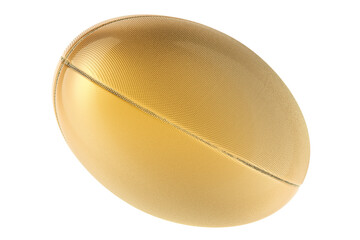 Poster - Golden rugby ball, 3D rendering isolated on transparent background