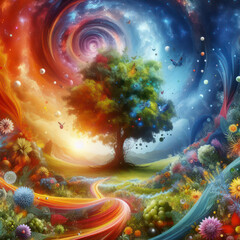 Wall Mural - Healing Harmony: A Nature-Inspired Odyssey in the Fight Against Cancer
