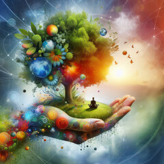 Wall Mural - Nature's Resurgence: Serenity and Strength in the Battle Against Cancer Captured